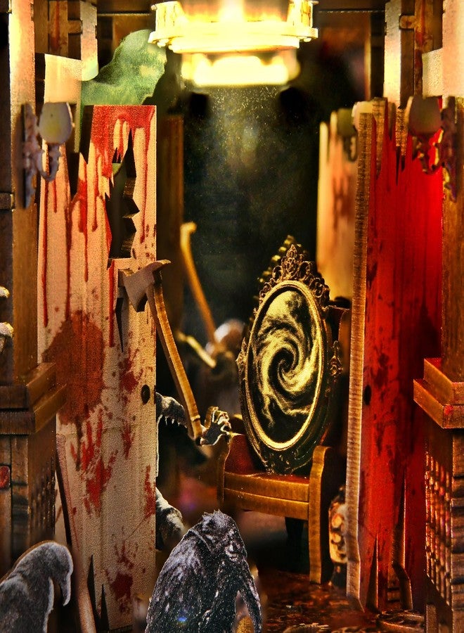 ETKVR Book Nook Kit, Book Nook Kits for Adults DIY Booknook Model Build, DIY 3D Wooden Puzzle Bookend Booknook Bookshelf Insert Miniature Dollhouse Kit for Home Decoration - Image 3